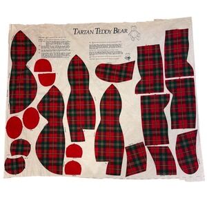Tartan Teddy Bear Fabric‎ Panel Cut & Sew Kit Plaid Holiday Craft DIY Wamsutta